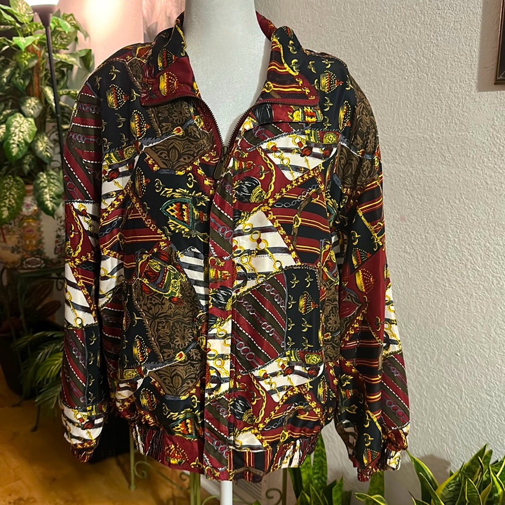 Fuda International Vintage 80s Demask Pattern Silk Jacket women’s size L